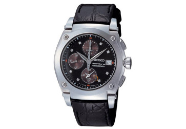 Watch strap Seiko 7T92-0GZ0 / SND861P1 Leather Black